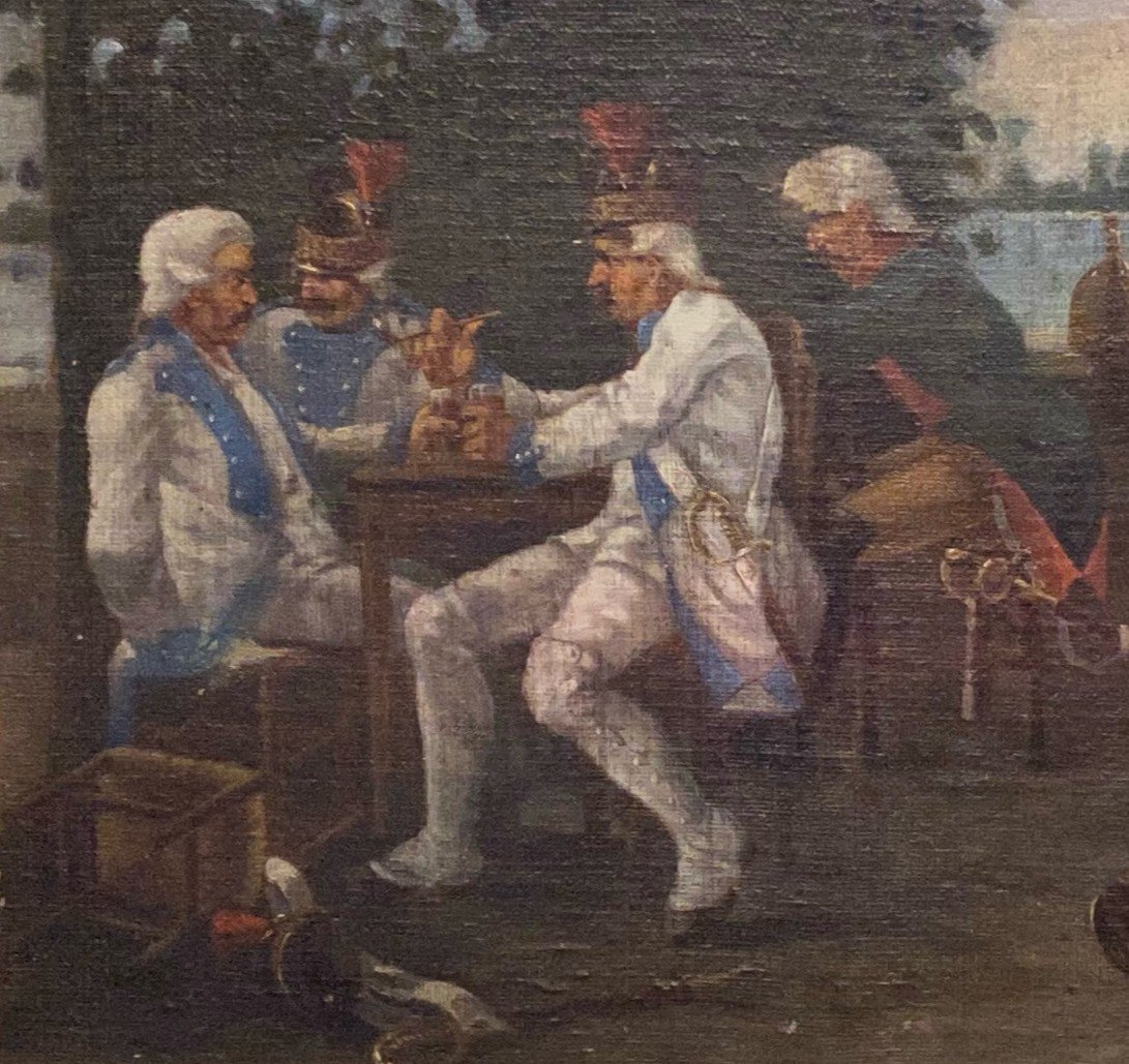 Tableau, Militaires à La Guinguette-photo-2