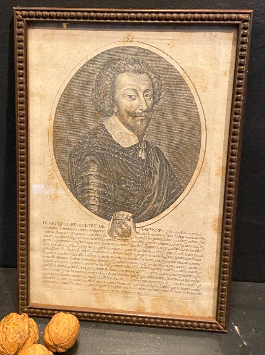17th Century Engraving, Henry De Lorraine, Duc De Mayenne