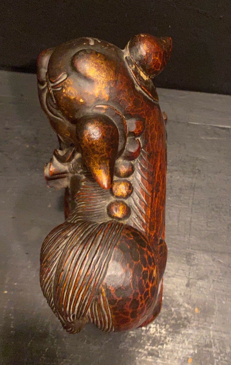 Chien De Fô En Bois Doré-photo-2