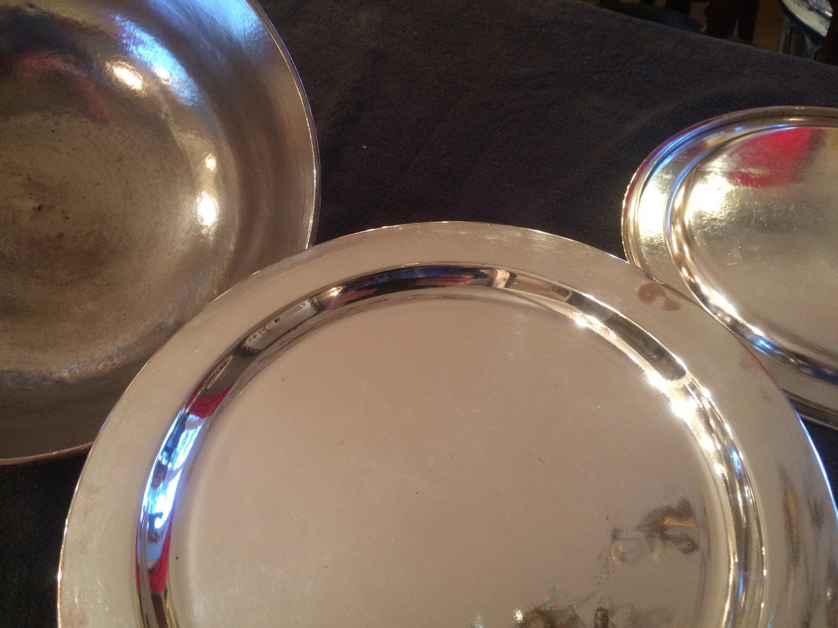 Paire De Chauffe Plat Et Cloche En Métal Argenté-photo-1