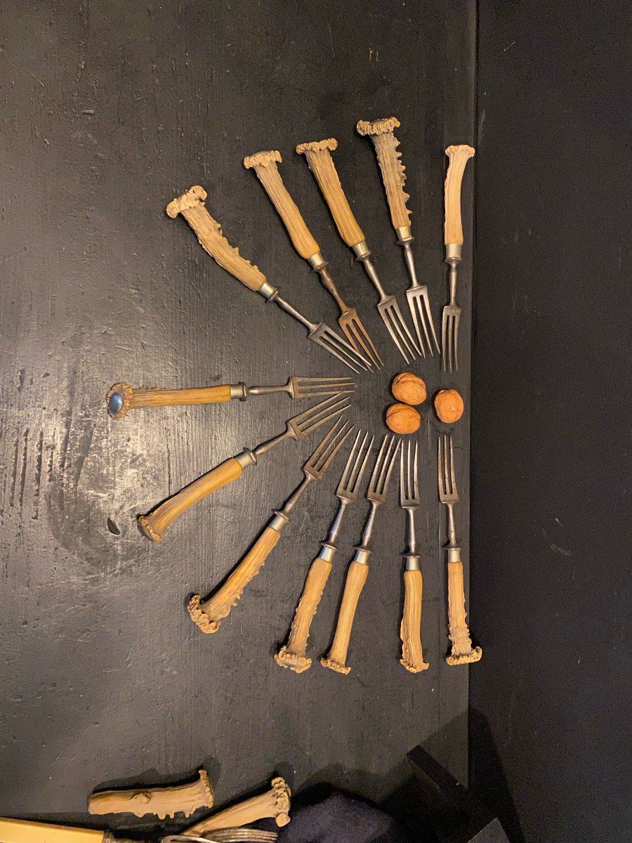 12 Forks With Deer Antler Handles-photo-2