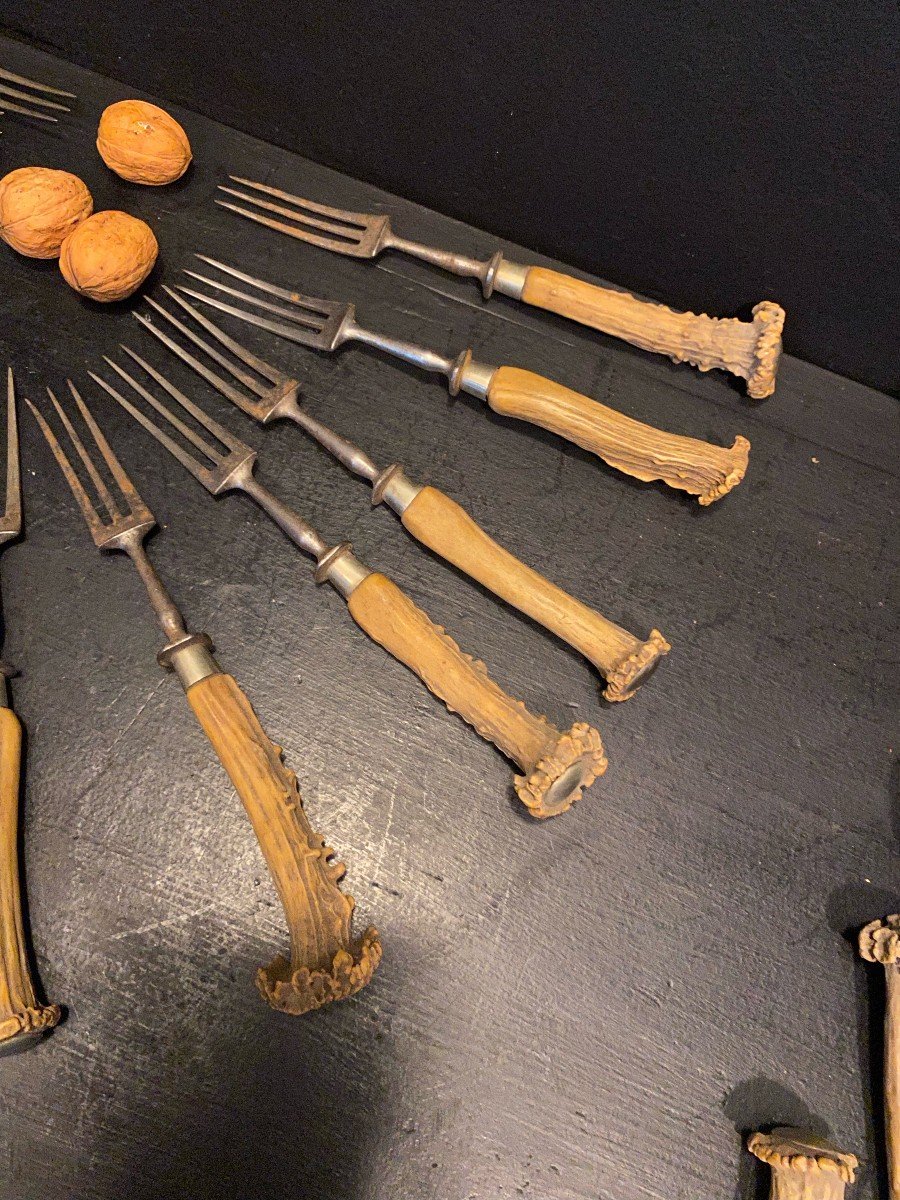 12 Forks With Deer Antler Handles-photo-1
