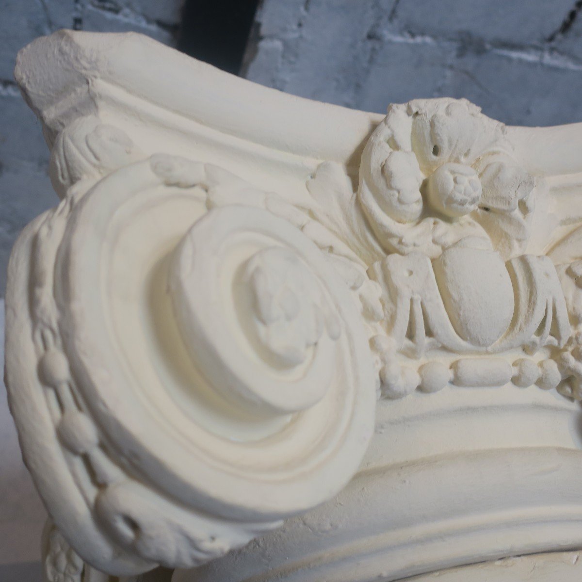 Grande Paire De Colonnes En Plâtre De 238 Cm De Haut-photo-3
