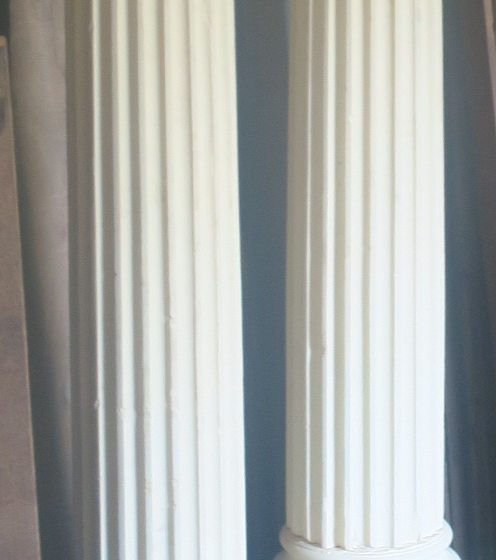 Grande Paire De Colonnes En Plâtre De 238 Cm De Haut-photo-5