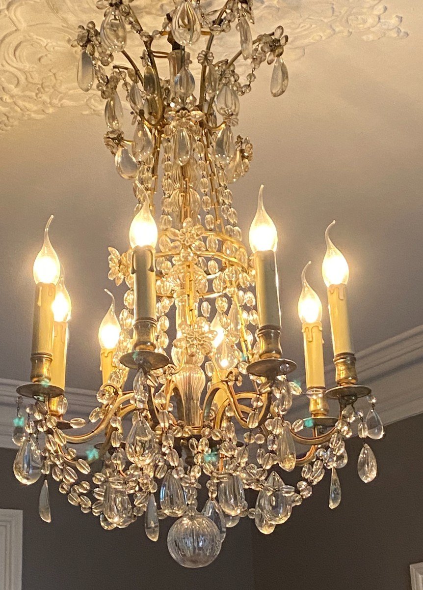19th Century Chandelier, Crystal And Gilded Bronze-photo-4