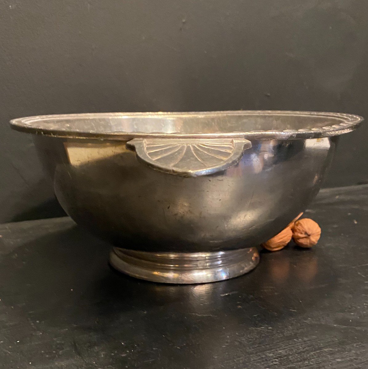 Large Silver Metal Salad Bowl-photo-1