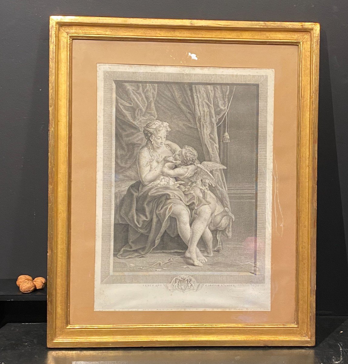 18th Century Engraving, Venus Caressing Love