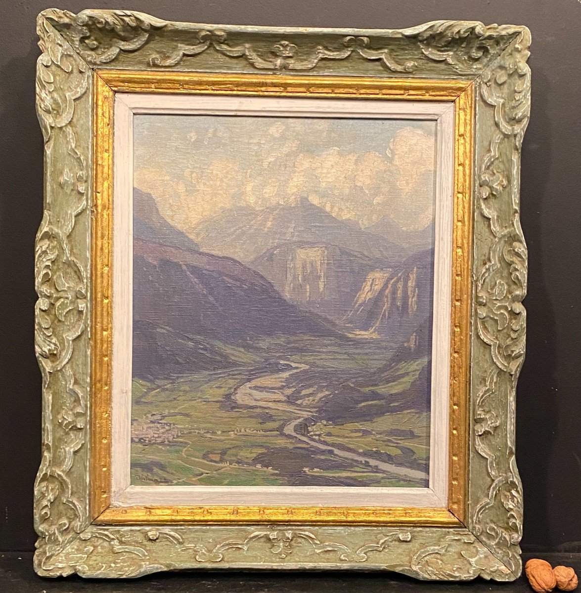 Painting, Mont Blanc Painting Signed Urbain