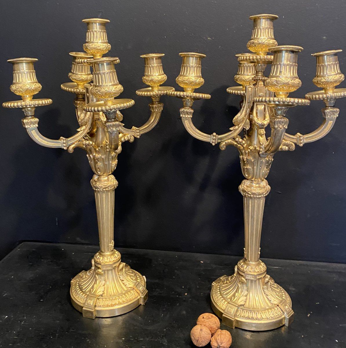 Pair Of Gilt Bronze Candlesticks-photo-3