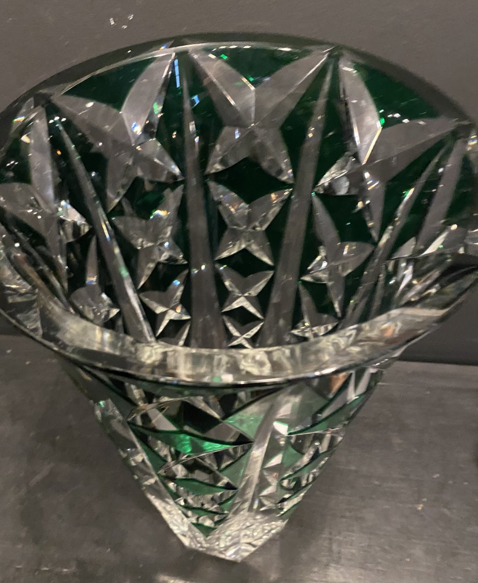 Très Grand Vase En Cristal Taillé, Saint Louis-photo-1