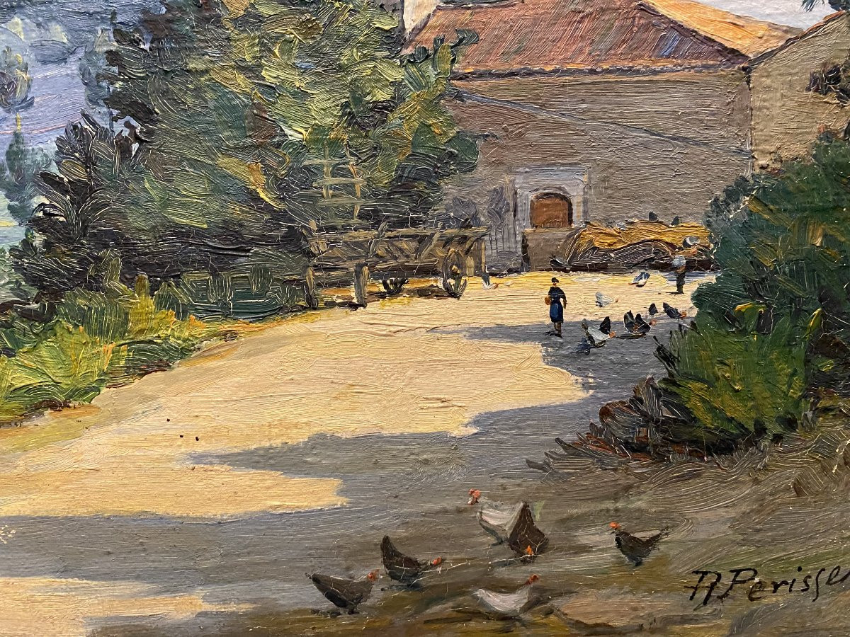 Painting, Signed Perisse, Village Of Pierreville Sur Madon-photo-4