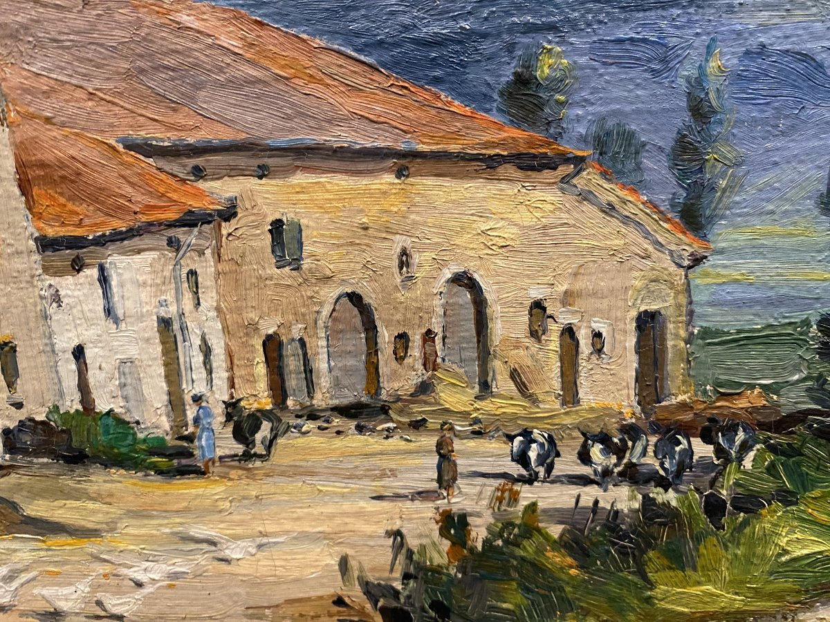 Painting, Signed Perisse, Village Of Pierreville Sur Madon-photo-3
