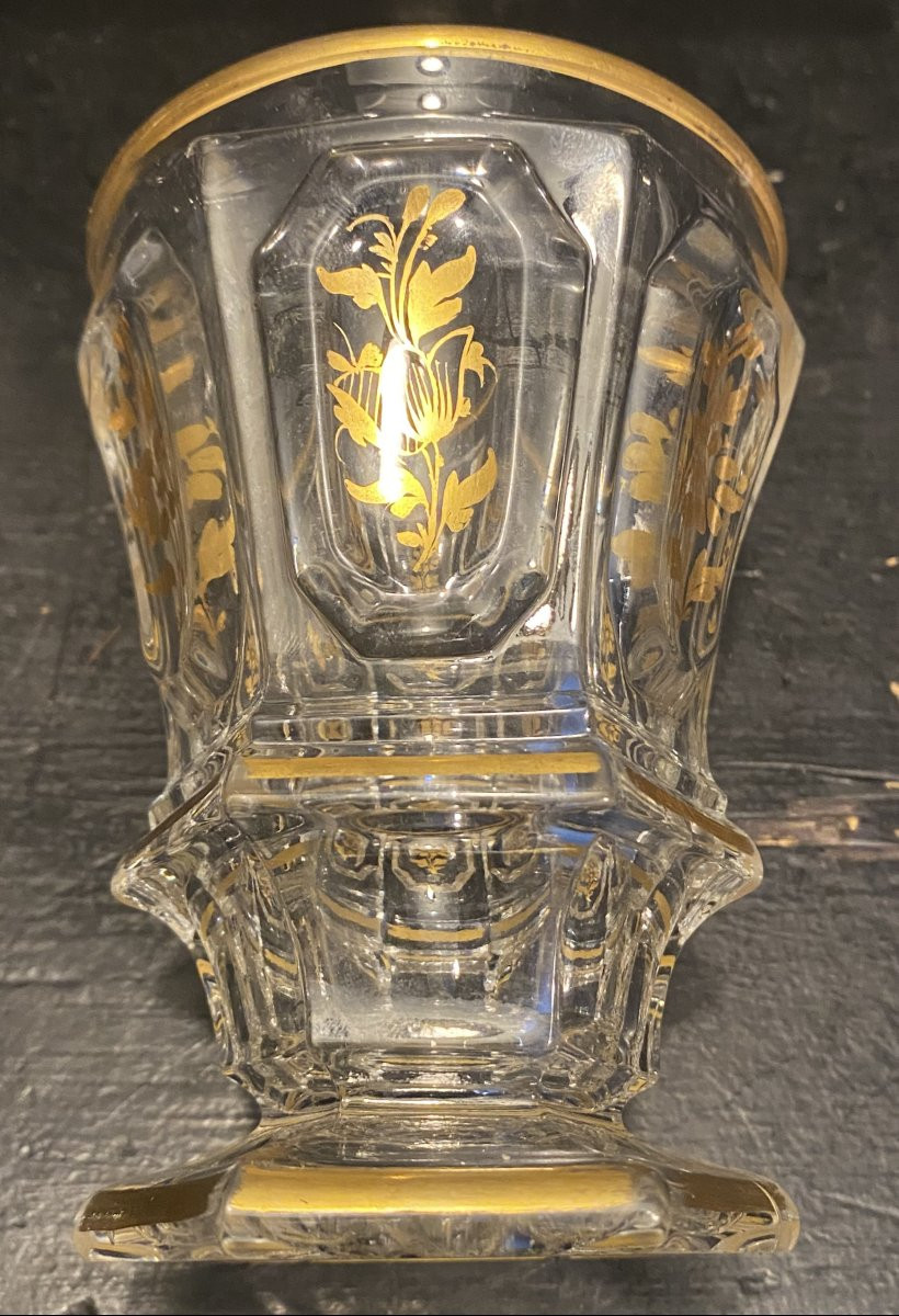 Verre Emaillé Or En Cristal, époque Charles X-photo-1