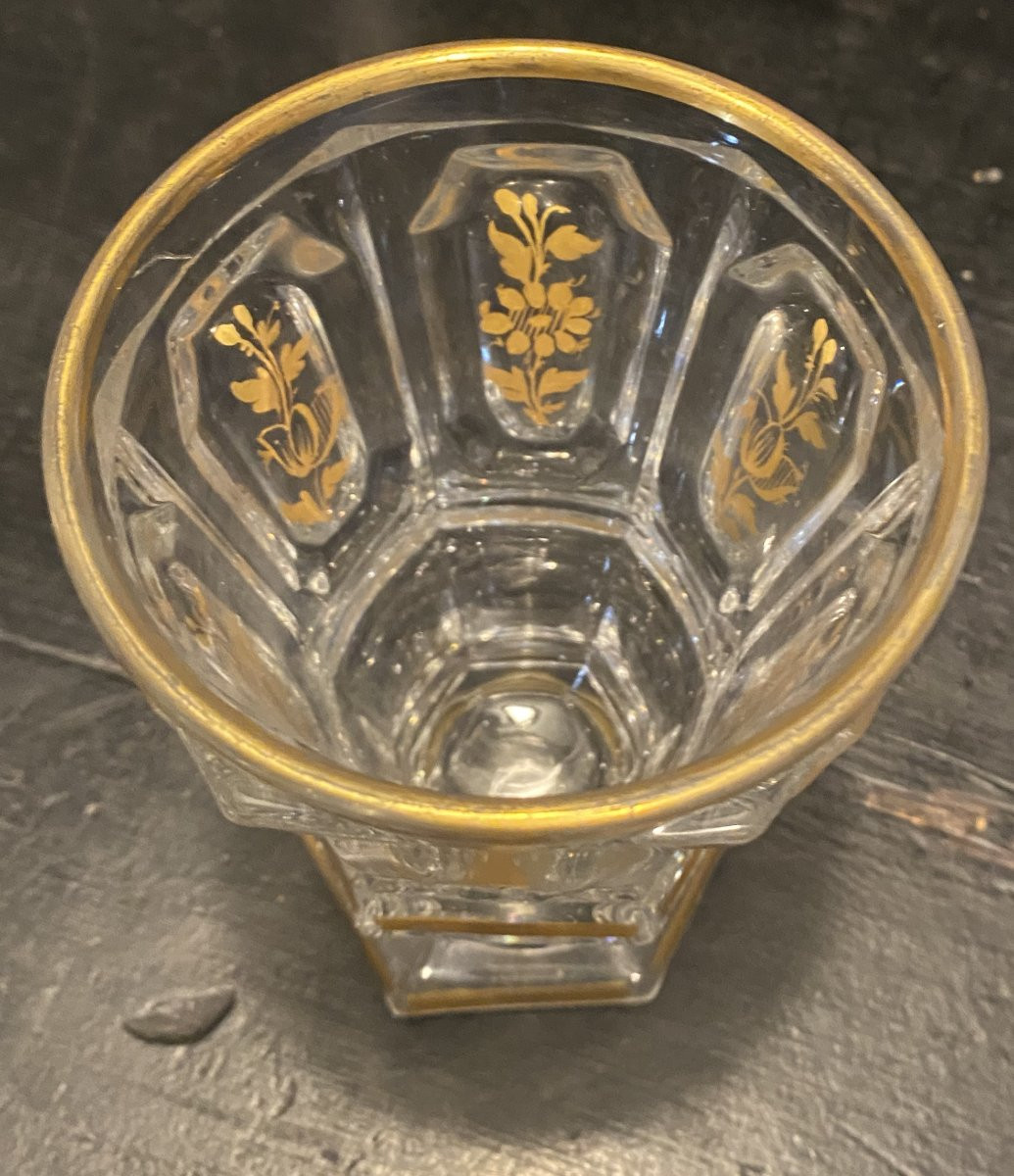 Verre Emaillé Or En Cristal, époque Charles X-photo-2