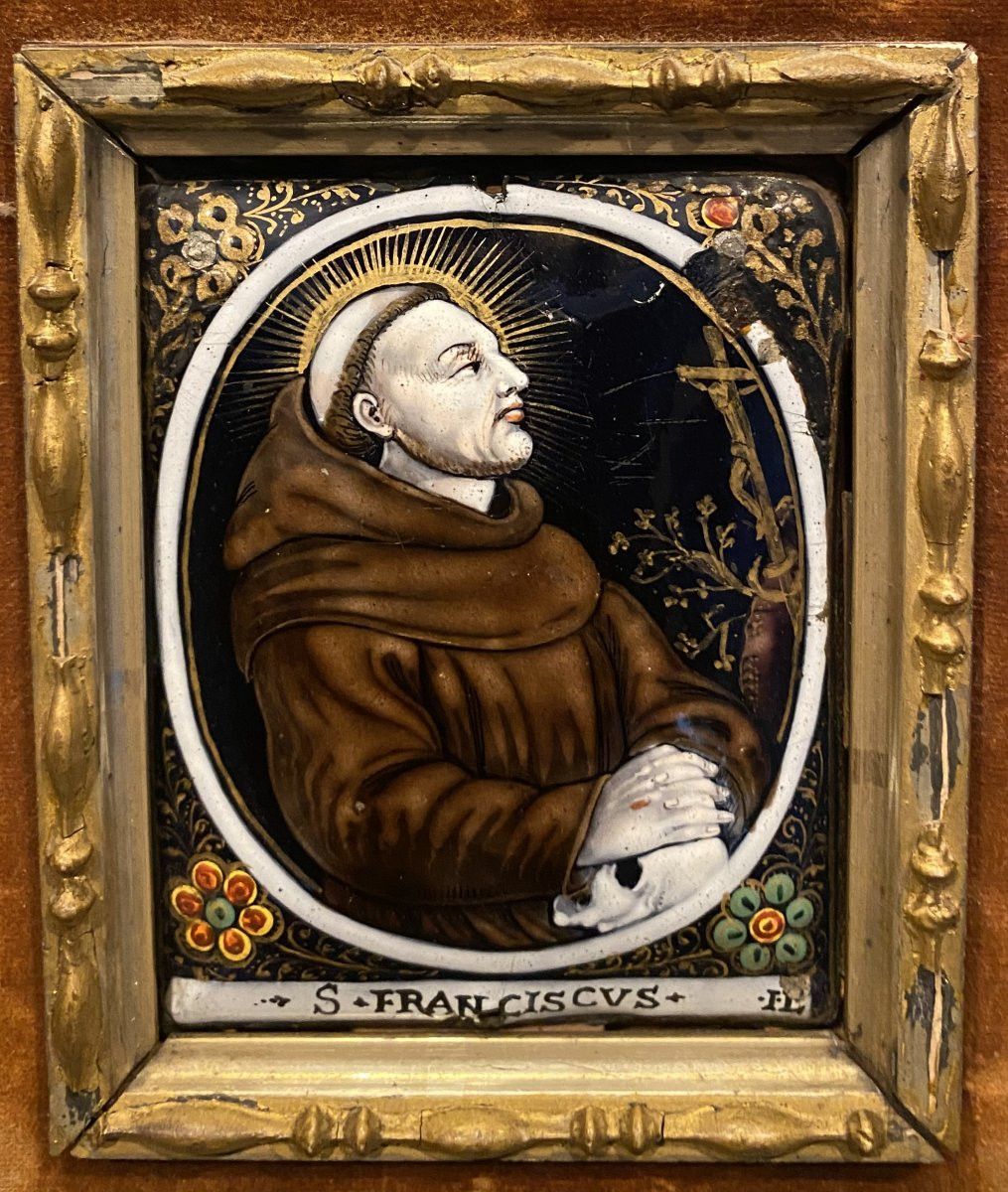 Saint François, émail XVIII° Signé J Laudin-photo-3