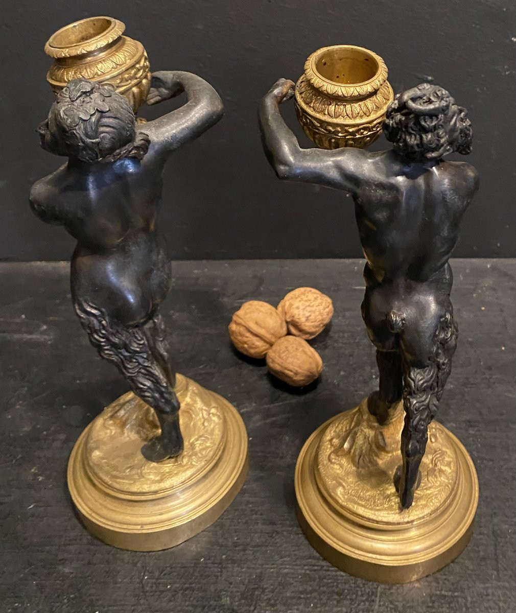 Pair Of Bronze Fauns-photo-4