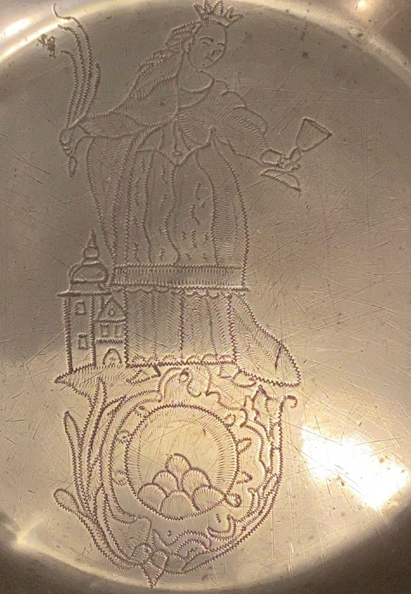 Plat En étain Du XVIII°, Sainte Barbe-photo-1