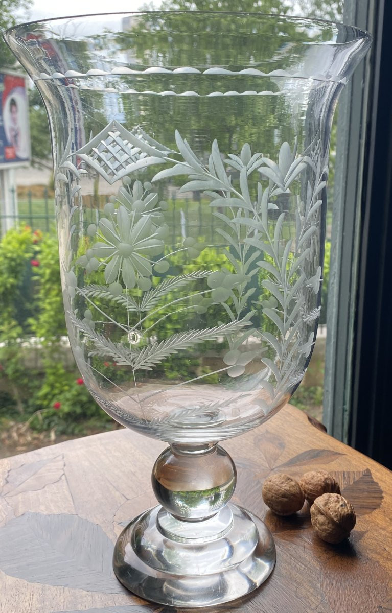 Engraved Crystal Tulip Vase-photo-2