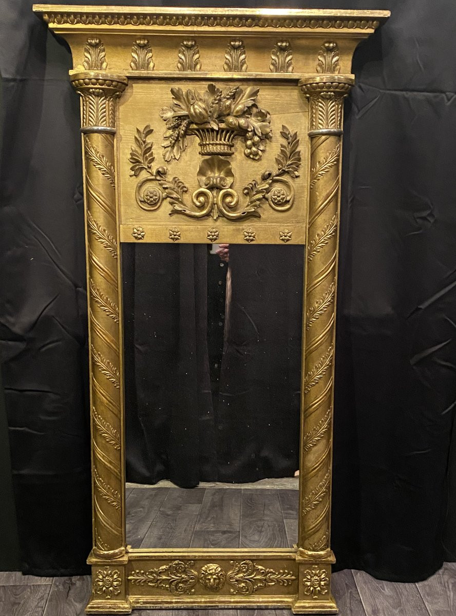 Miroir ou trumeau en bois doré-photo-2