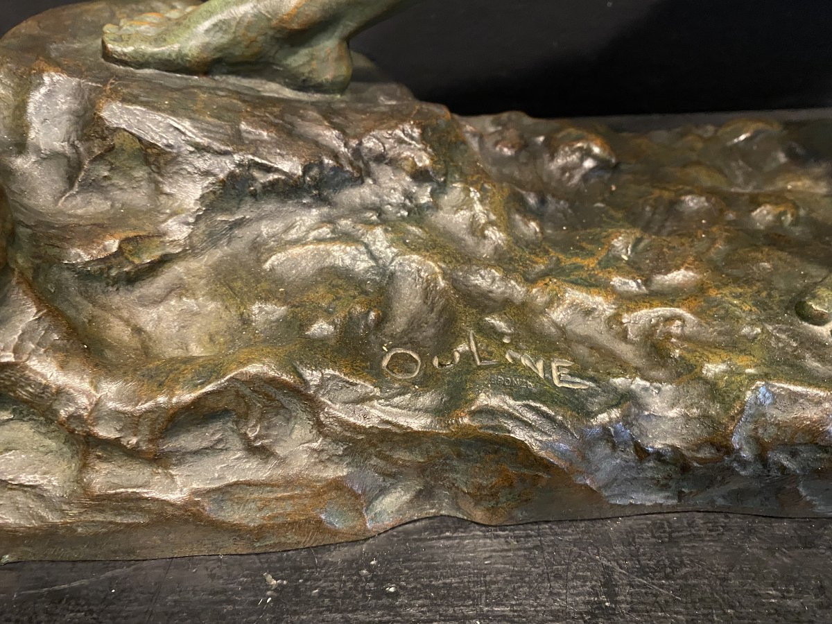 bronze signé ouline, le halage-photo-2