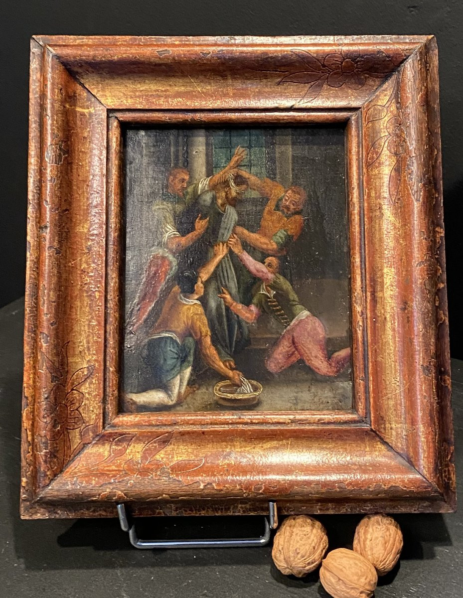 Painting, Painting On Copper, 16th Century, Christ With The Works-photo-3