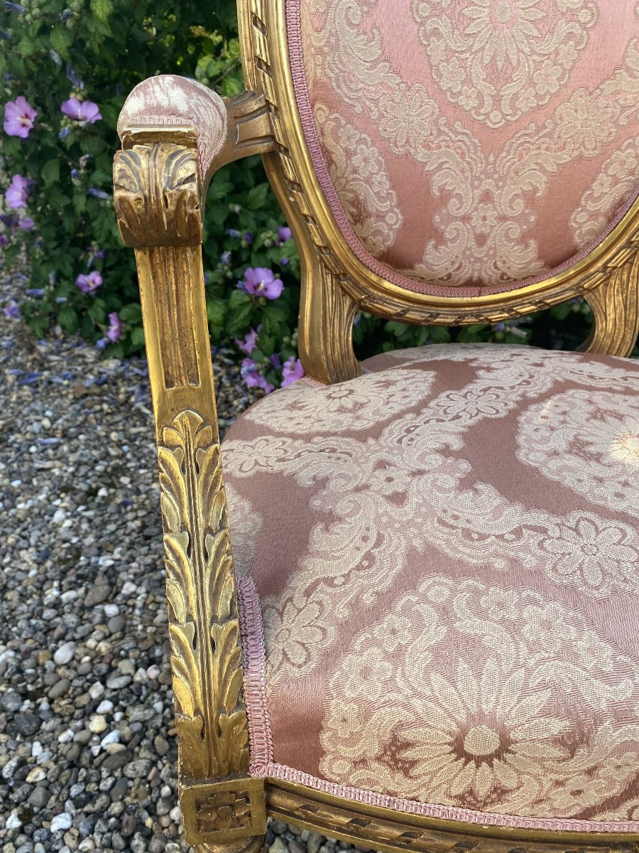 Pair Of Gilded Wooden Armchairs-photo-1