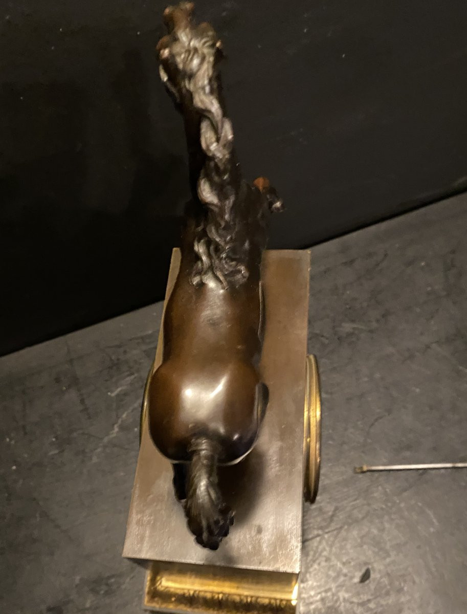 Bronze Horse Clock With Two Patinas-photo-4