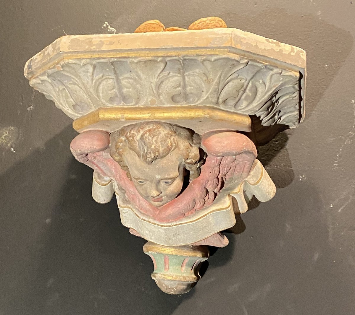 Polychrome Terracotta Wall Console-photo-5