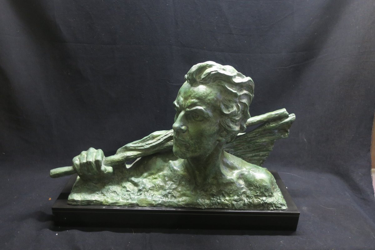 Bronze Bust Of Jean Mermoz Signed Ouline-photo-2
