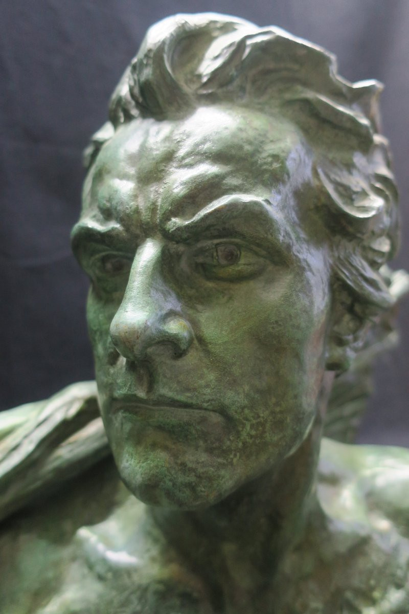 Bronze Bust Of Jean Mermoz Signed Ouline-photo-4