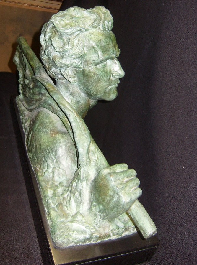 Bronze Bust Of Jean Mermoz Signed Ouline-photo-8