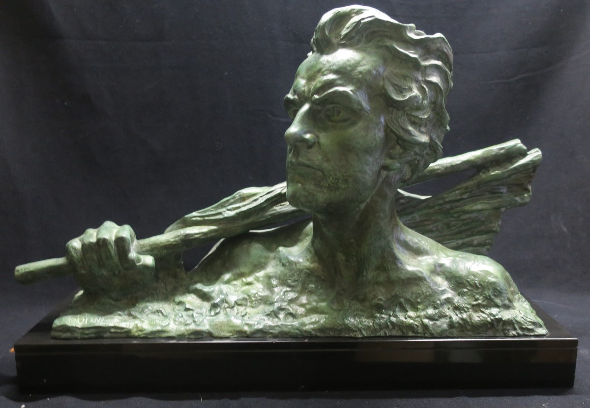 Bronze Bust Of Jean Mermoz Signed Ouline