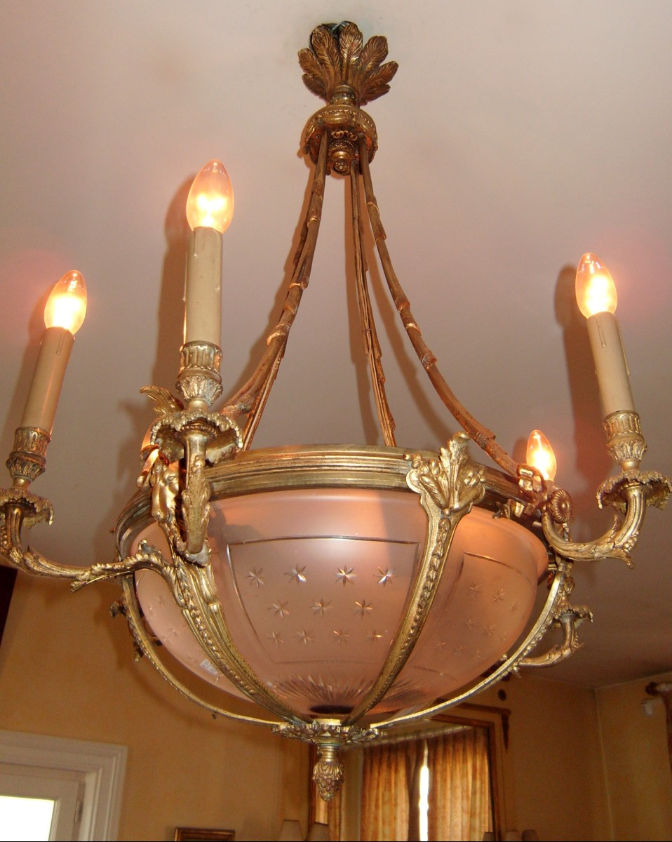 Napoleon III Bronze And Crystal Chandelier