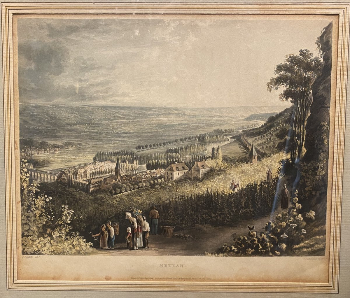 Gravure colorée du XIX°; Meulan-photo-3