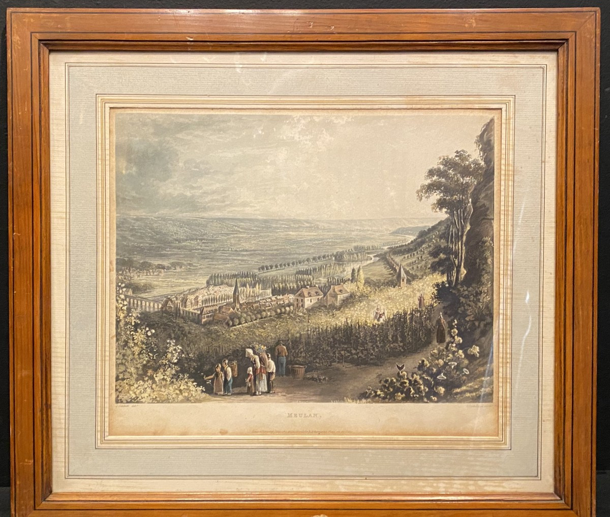 Gravure colorée du XIX°; Meulan