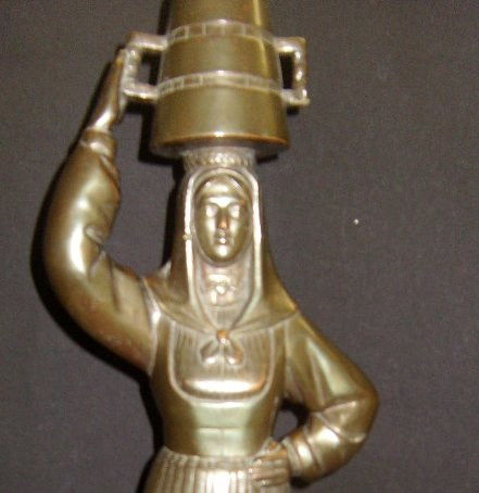 Woman In A Herd, Copper Statue Signed A Jouanneault-photo-4