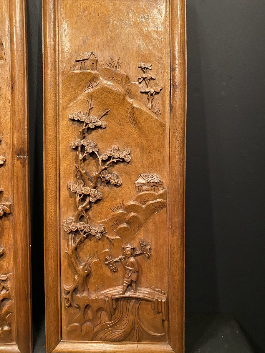 Pair Of Carved Wooden Panels-photo-4