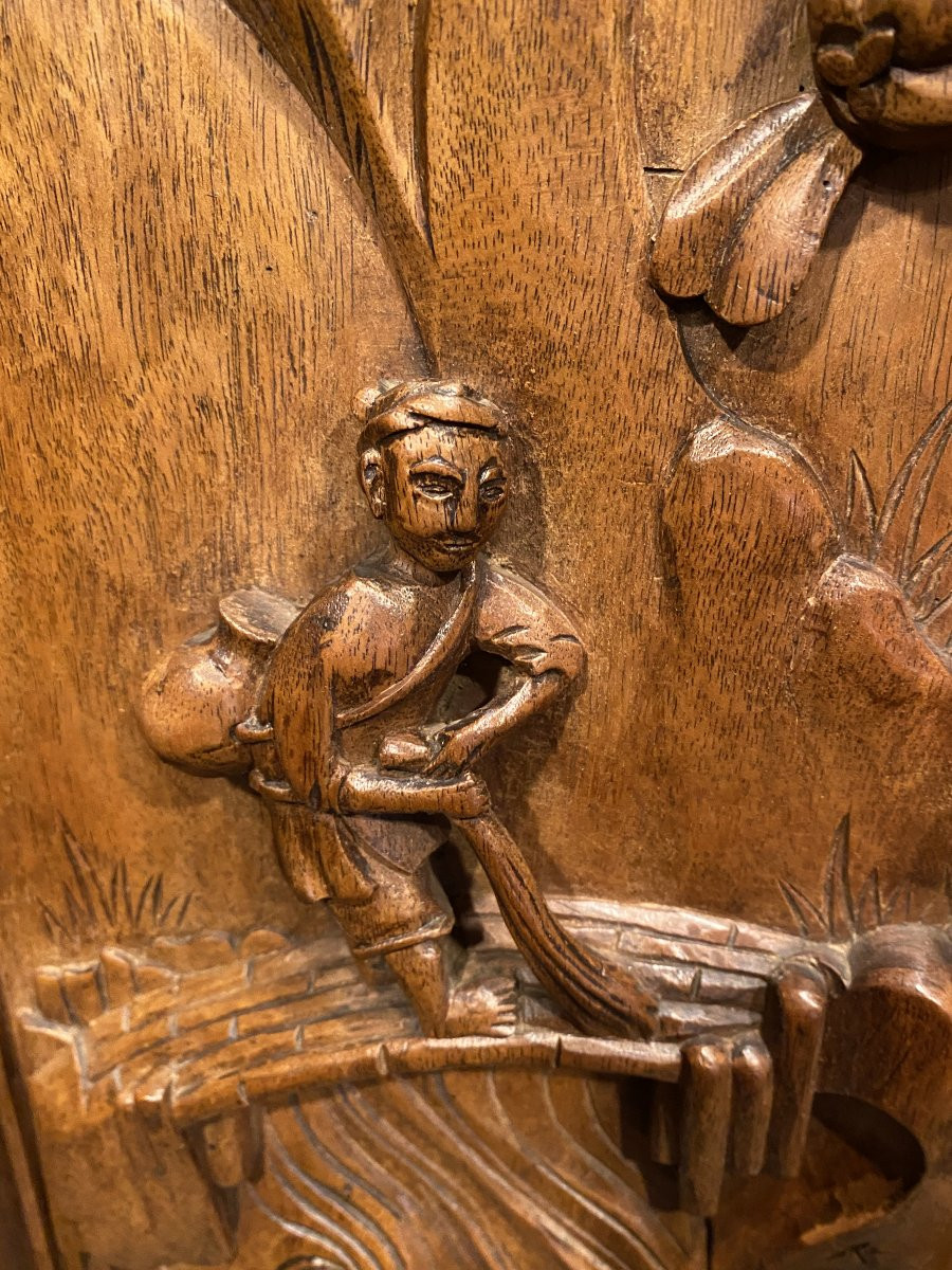 Pair Of Carved Wooden Panels-photo-4