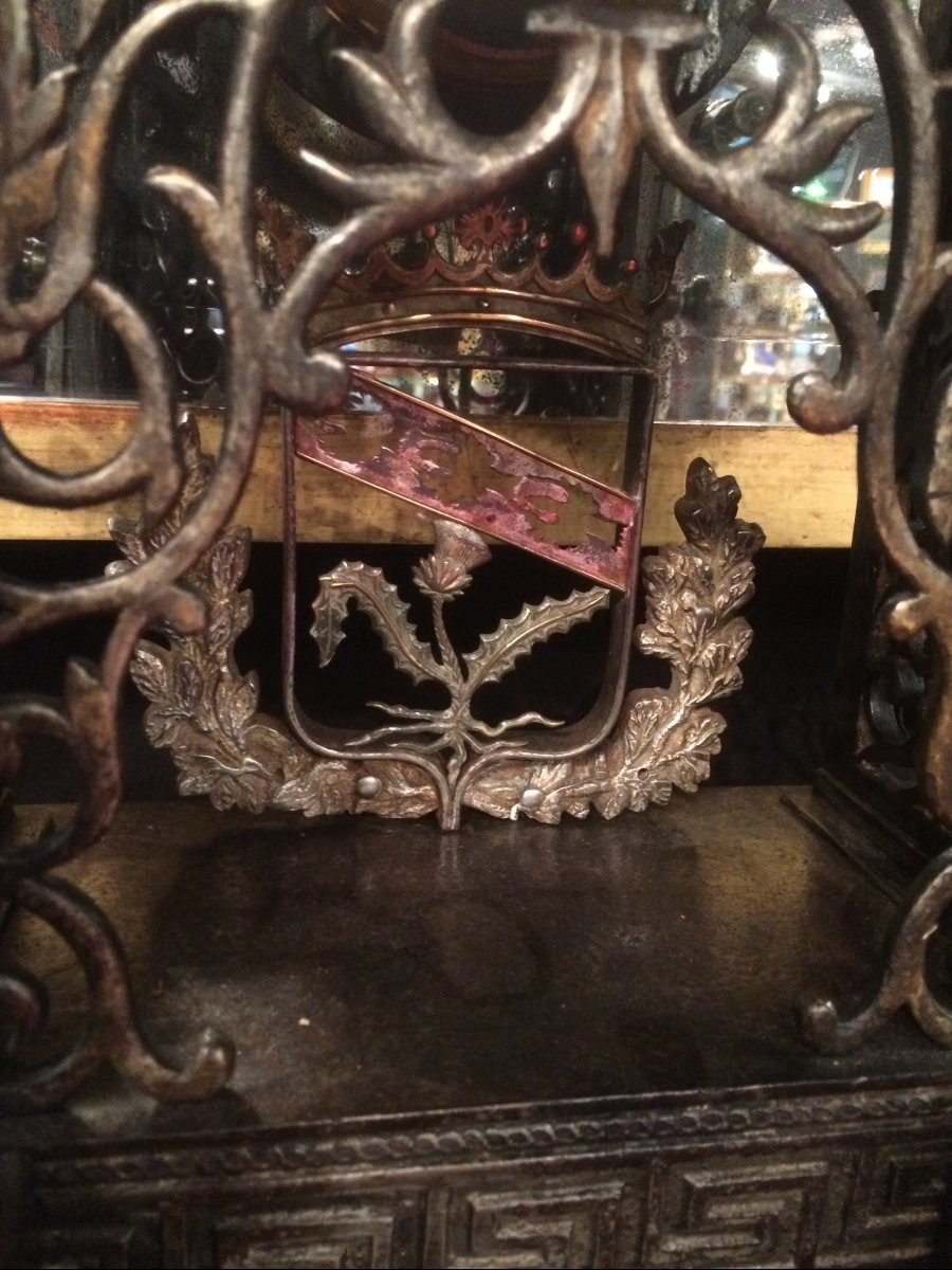 Clock With The Coat Of Arms Of Lorraine In Iron And Cast Iron, Marked Stezle On The Back. -photo-3