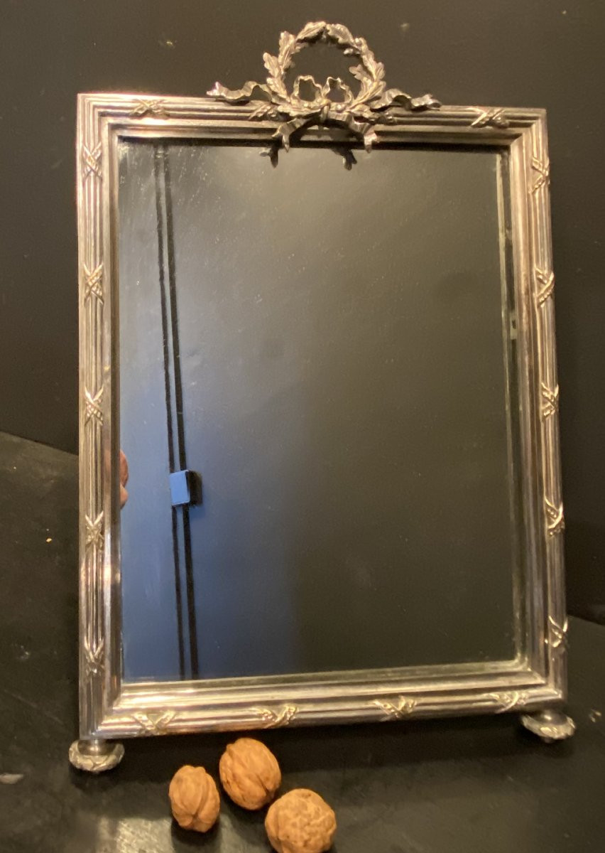miroir de table en métal argenté-photo-4