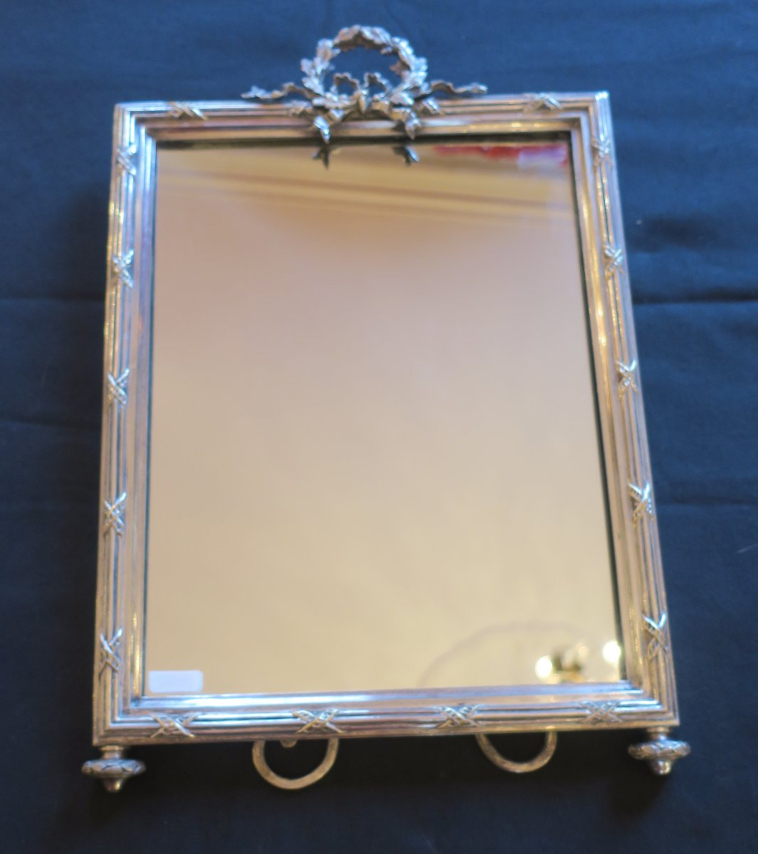 miroir de table en métal argenté-photo-3
