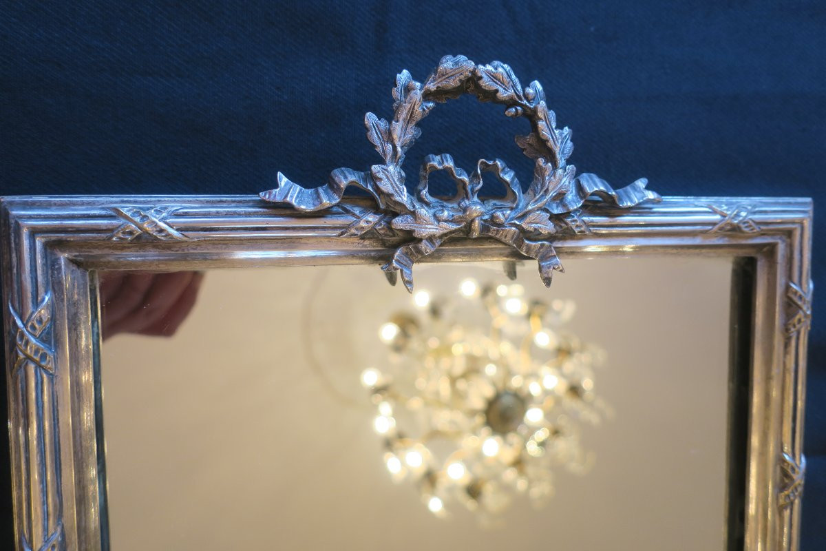 miroir de table en métal argenté-photo-4