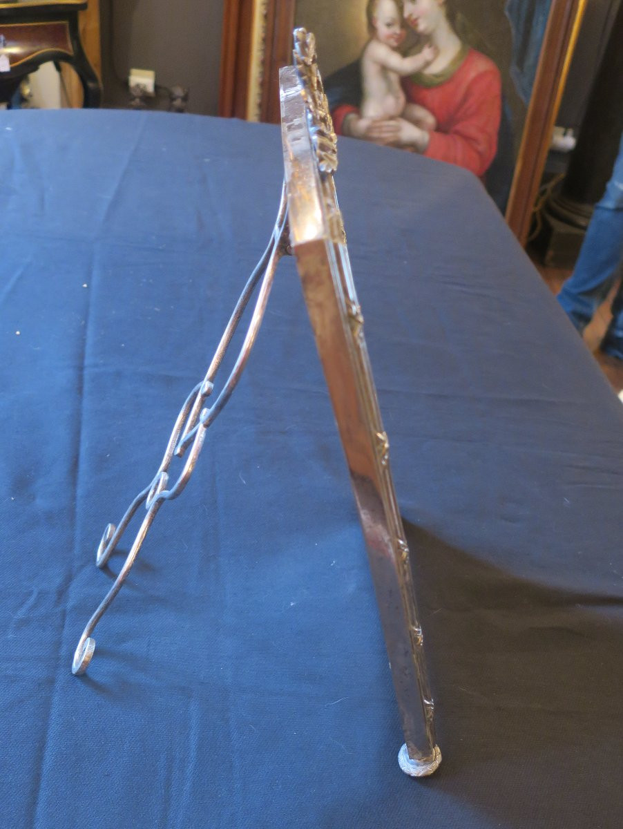 miroir de table en métal argenté-photo-5