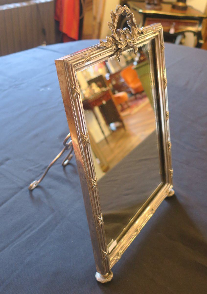 miroir de table en métal argenté-photo-6