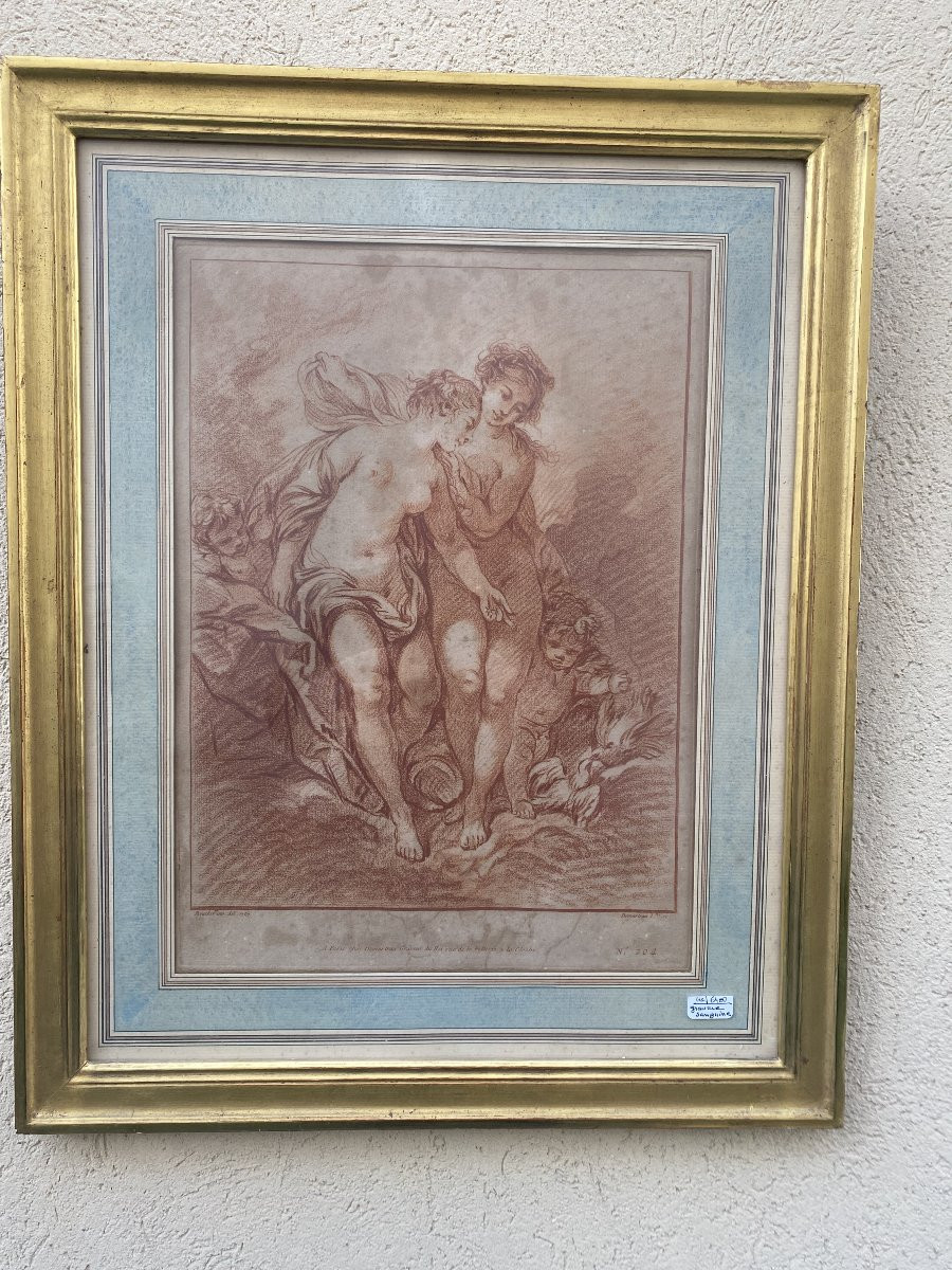 18th Century Red Chalk Engraving By Boucher-photo-2