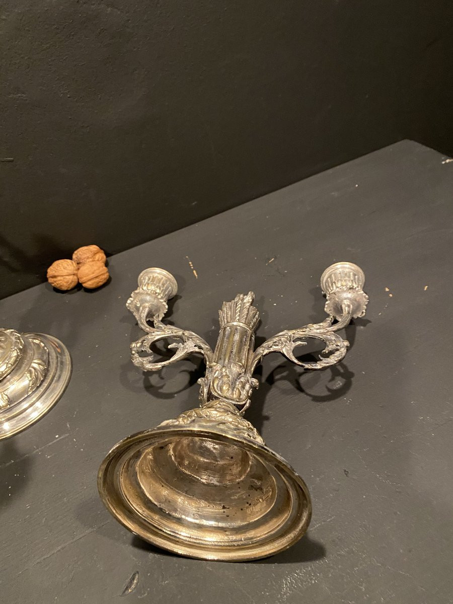Pair Of Silver-plated Candlesticks-photo-3