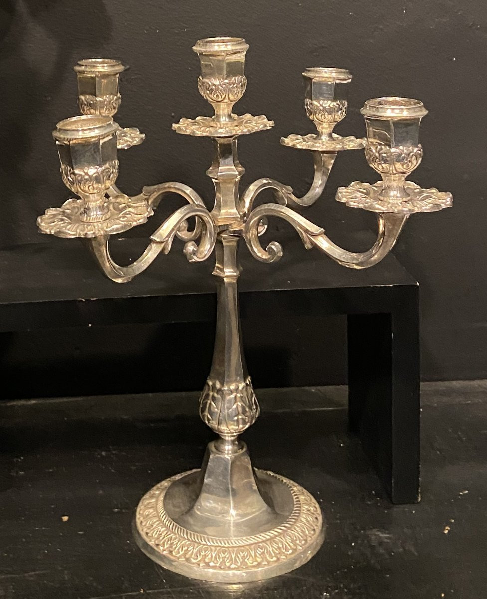 paire de petits chandeliers en métal argenté-photo-3