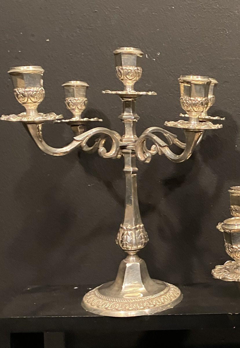 paire de petits chandeliers en métal argenté-photo-4