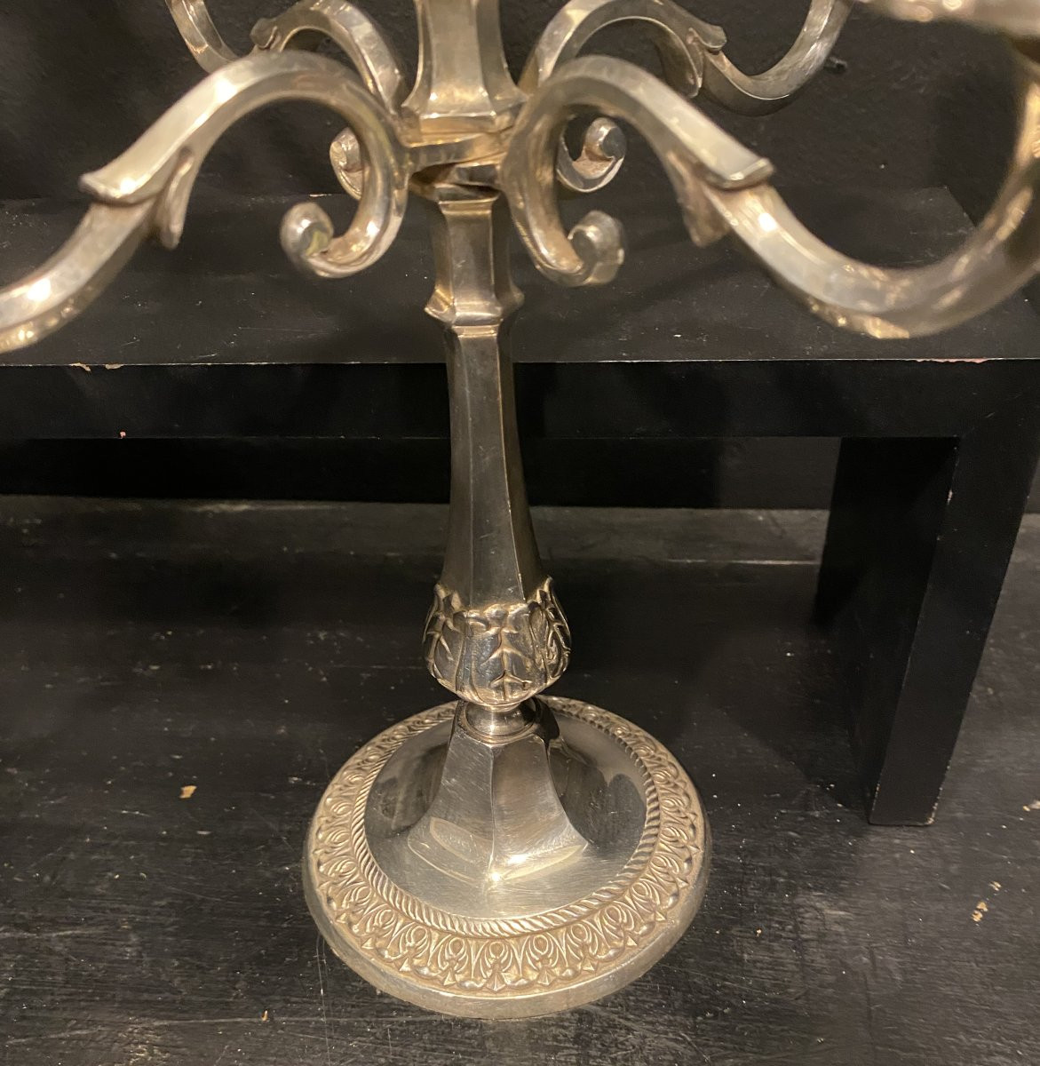 paire de petits chandeliers en métal argenté-photo-2