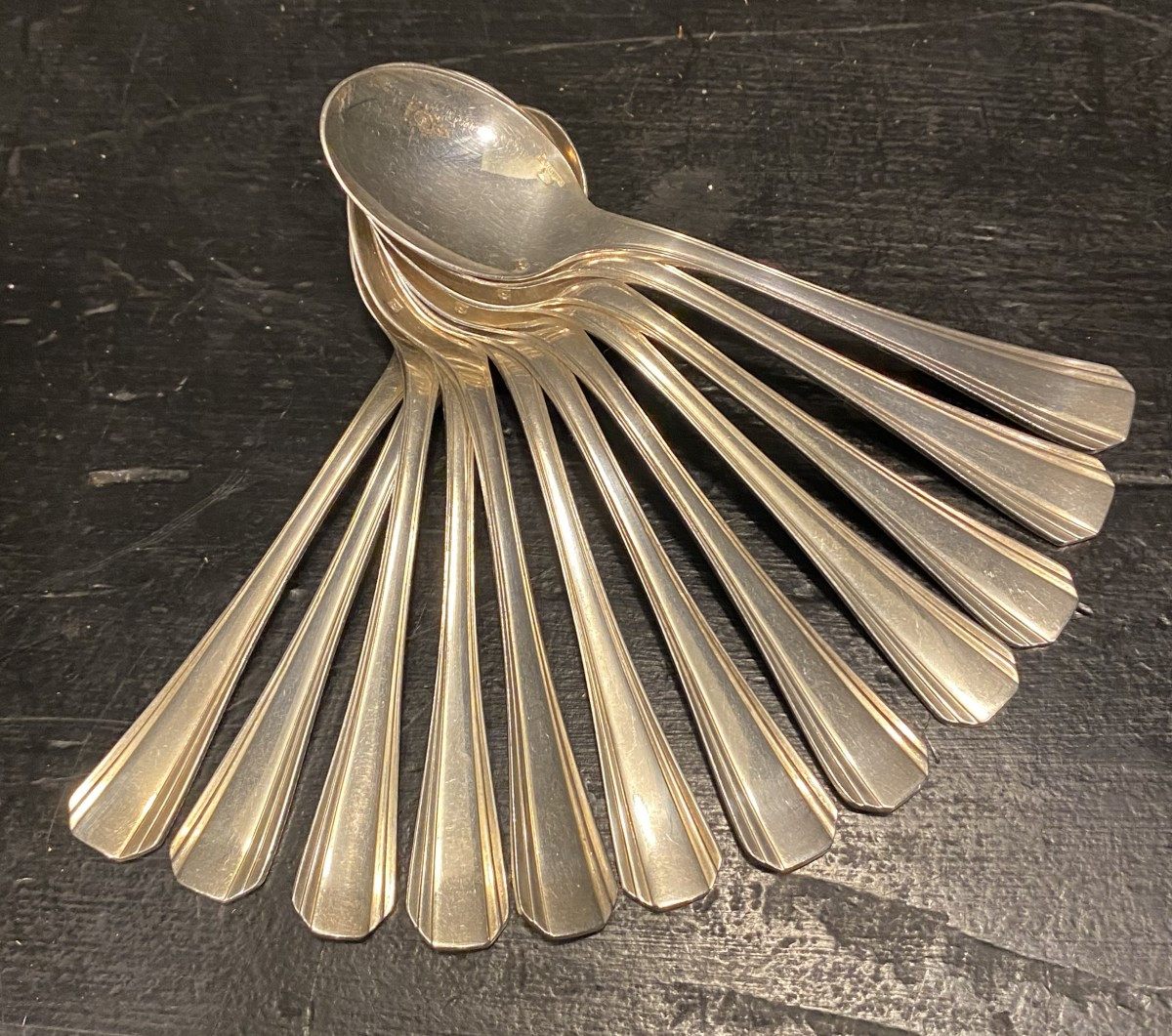 12 Small Silver-plated Metal Spoons, Christofle